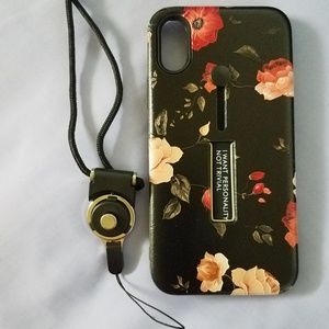 iPhone x floral case with lanyard